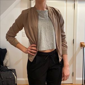 Faux suede light bomber jacket